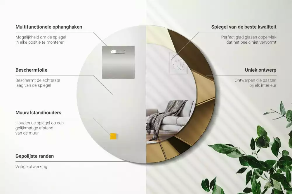 Kerek tükör fali dísz Modern absztrakció