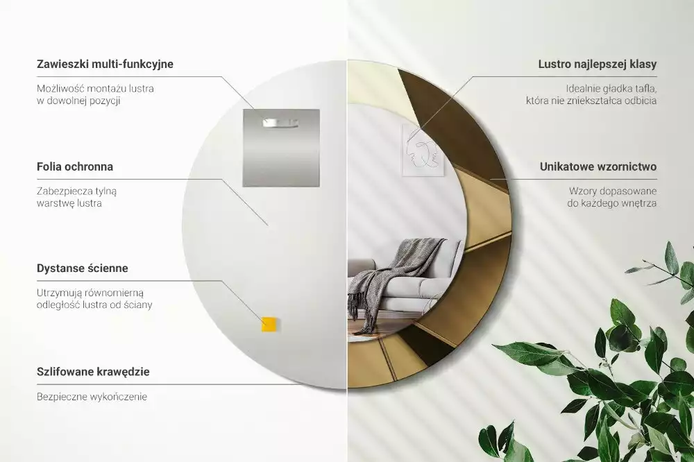 Kerek tükör fali dísz Modern absztrakció