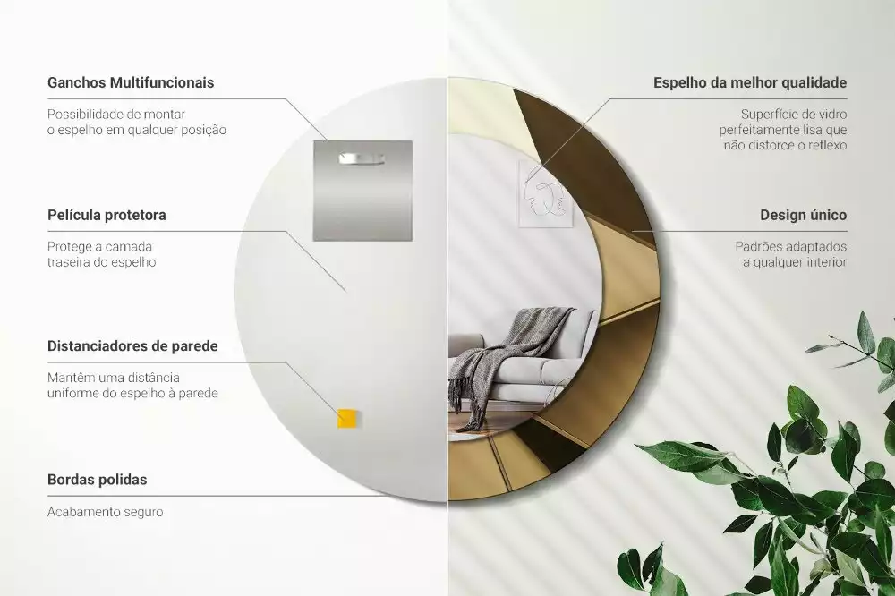 Kerek tükör fali dísz Modern absztrakció