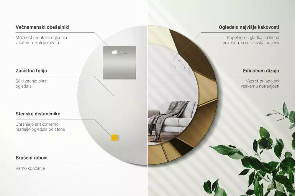 Kerek tükör fali dísz Modern absztrakció