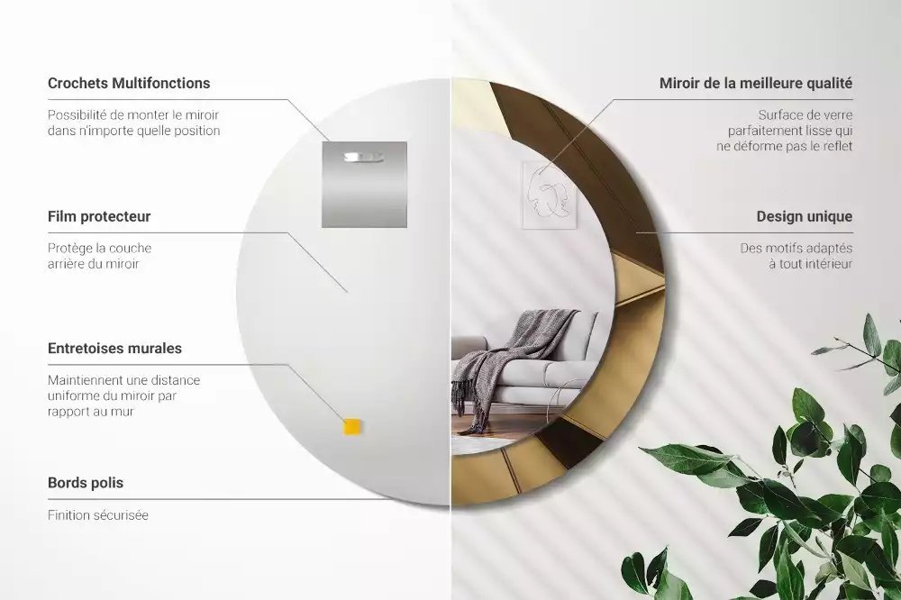 Kerek tükör fali dísz Modern absztrakció