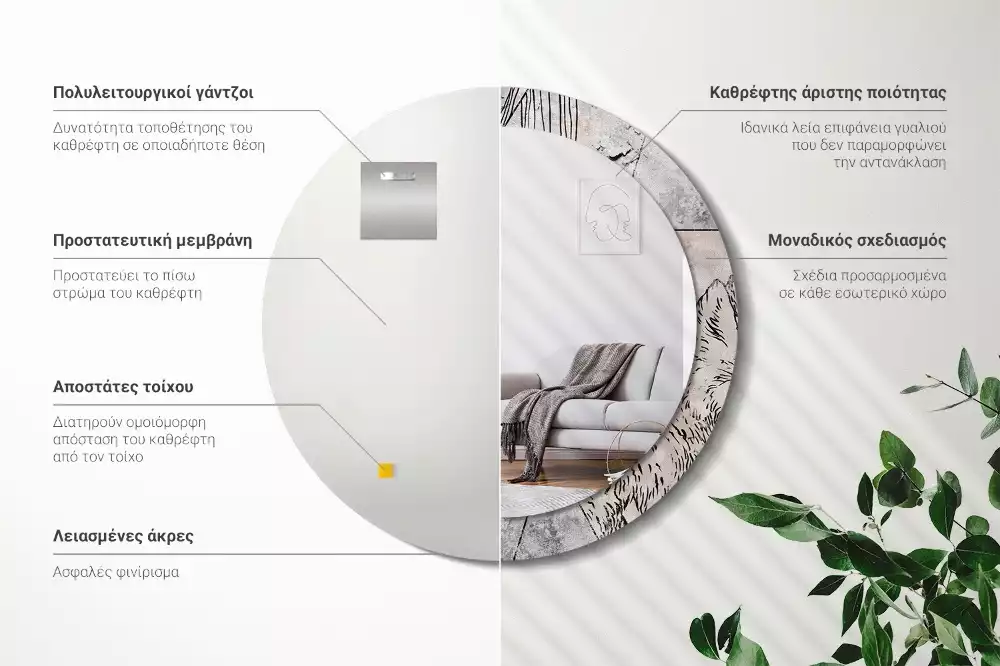 Kerek tükör fali dísz Absztrakt állatok