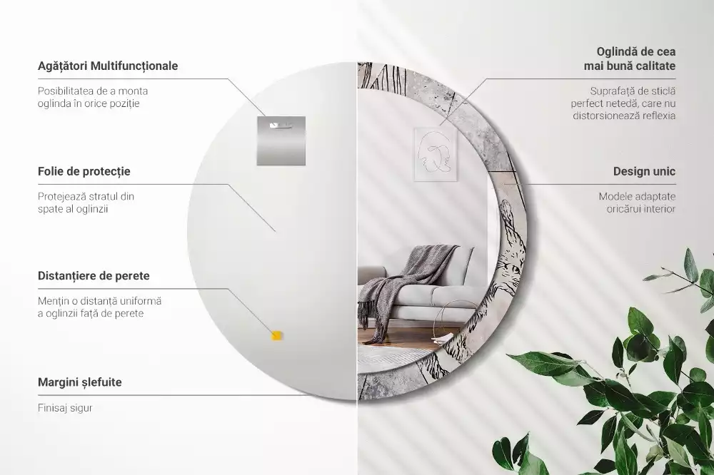 Kerek tükör fali dísz Absztrakt állatok