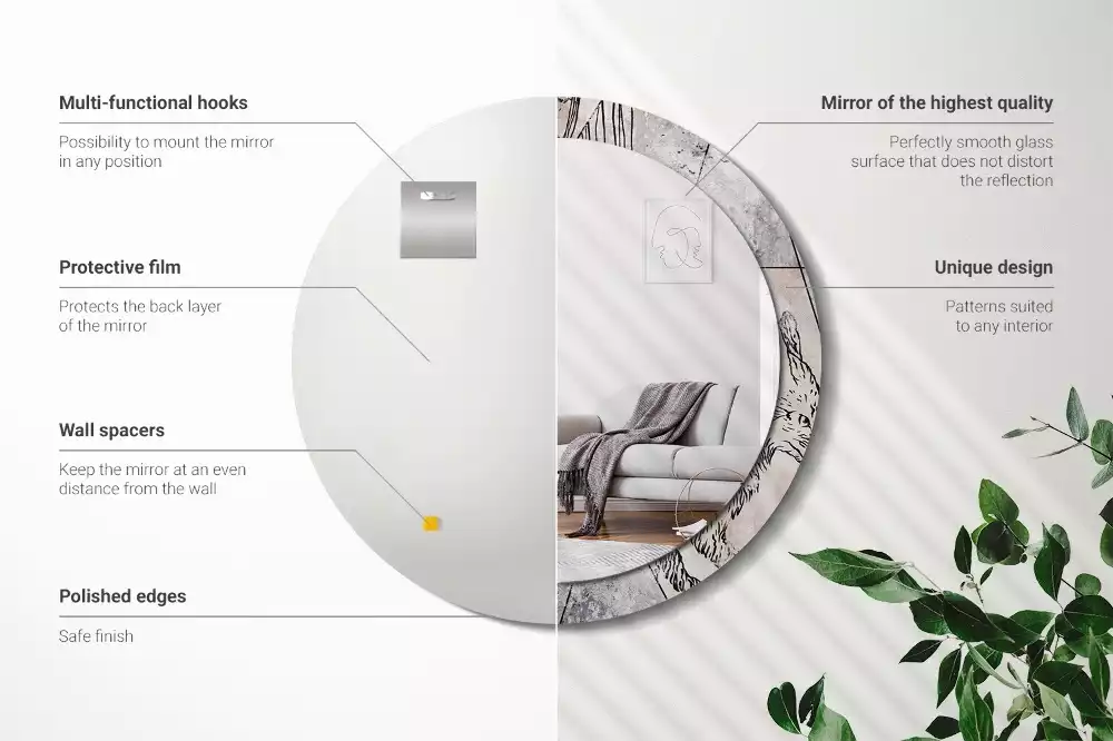 Kerek tükör fali dísz Absztrakt állatok