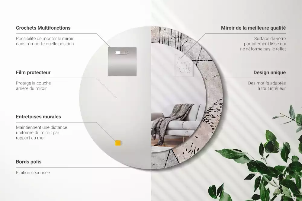 Kerek tükör fali dísz Absztrakt állatok