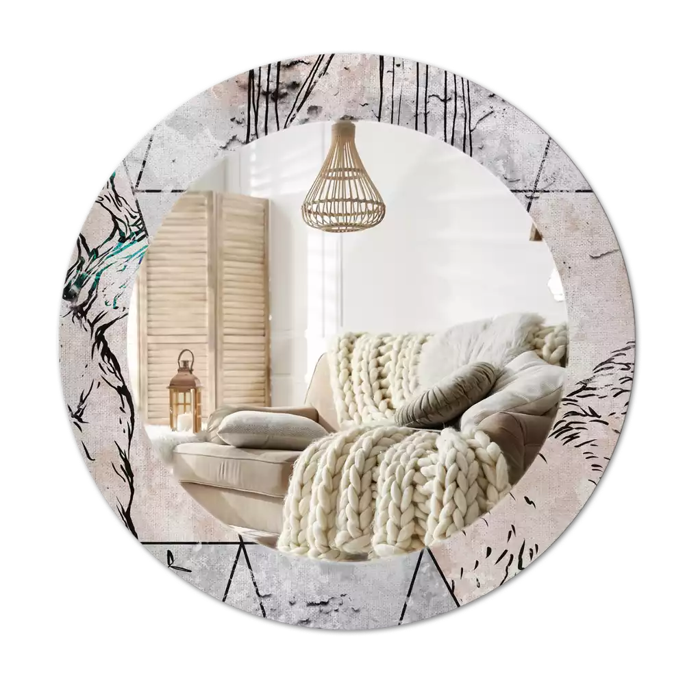 Kerek tükör fali dísz Absztrakt állatok