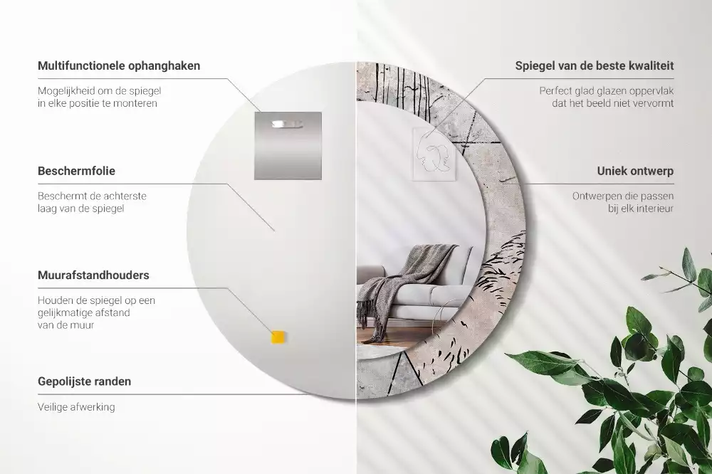 Kerek tükör fali dísz Absztrakt állatok