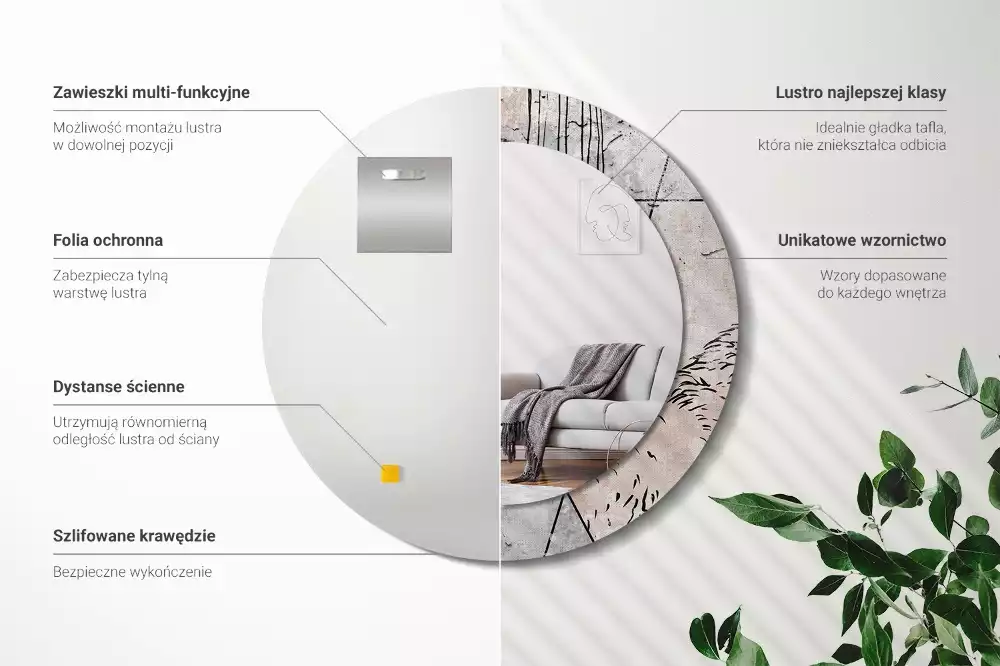 Kerek tükör fali dísz Absztrakt állatok