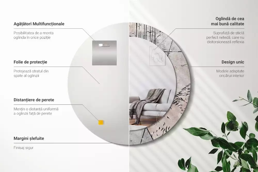 Kerek tükör fali dísz Absztrakt állatok