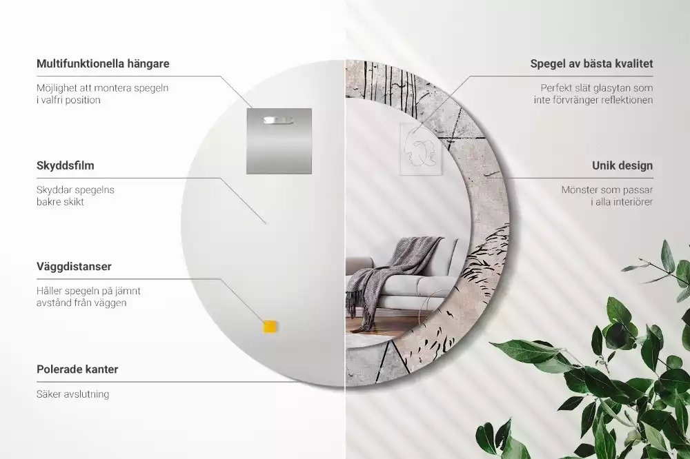 Kerek tükör fali dísz Absztrakt állatok