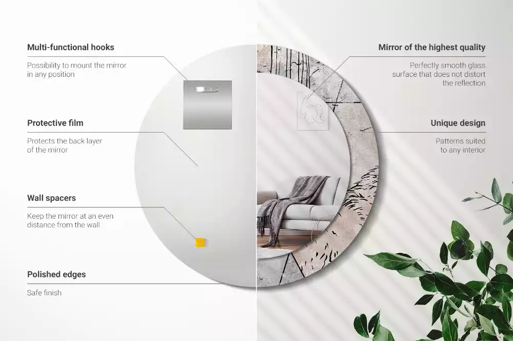 Kerek tükör fali dísz Absztrakt állatok