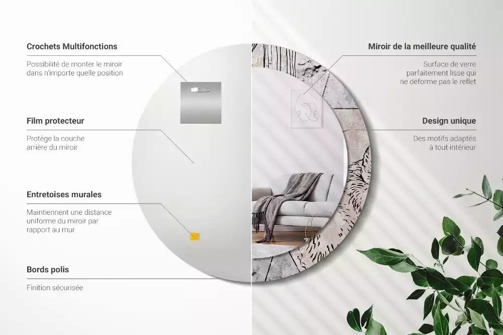 Kerek tükör fali dísz Absztrakt állatok