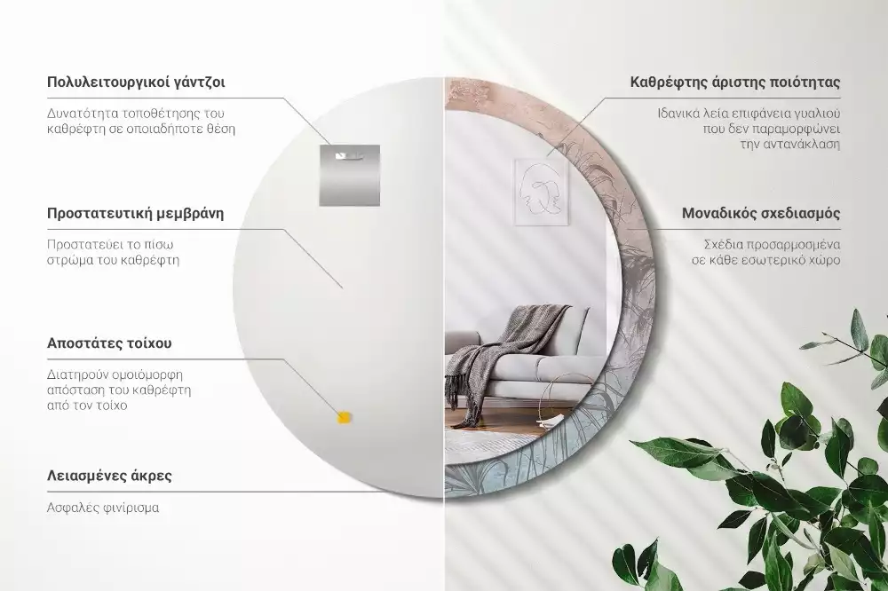 Kerek tükör fali dísz Trópusi virágok