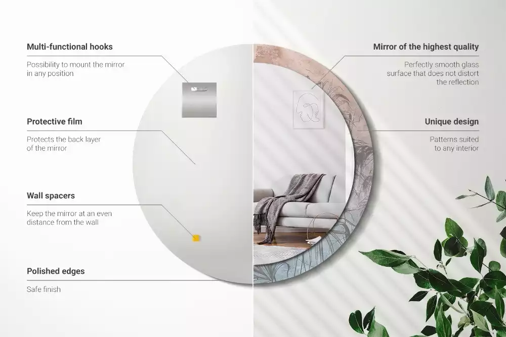 Kerek tükör fali dísz Trópusi virágok