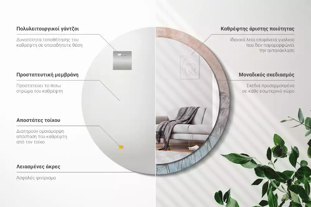 Kerek tükör fali dísz Trópusi virágok