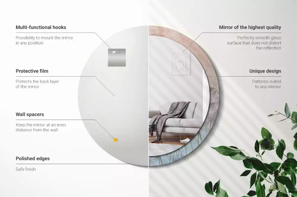 Kerek tükör fali dísz Trópusi virágok