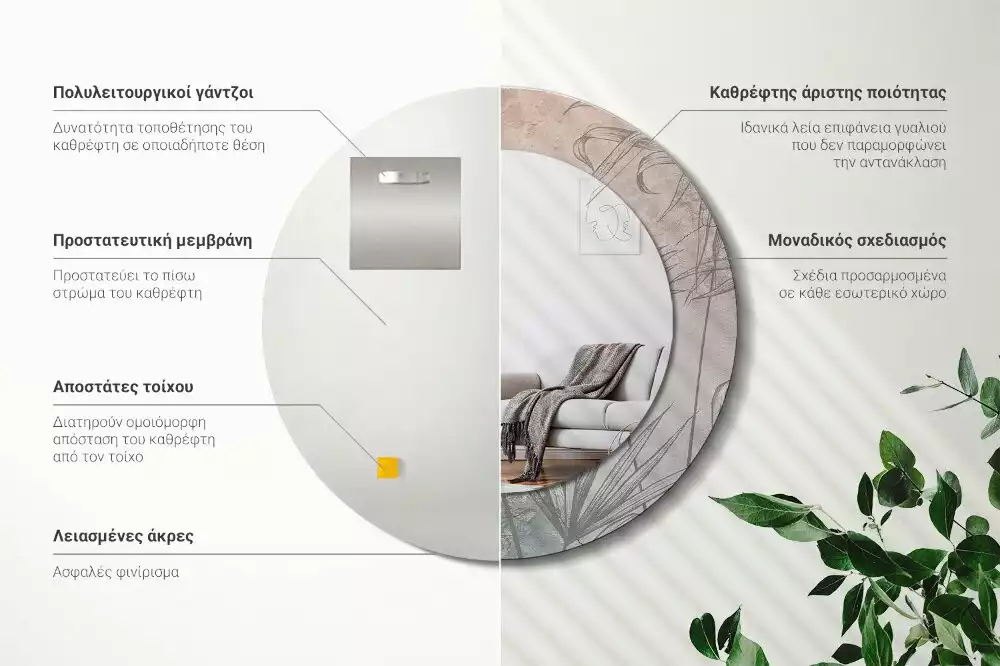 Kerek tükör fali dísz Trópusi virágok