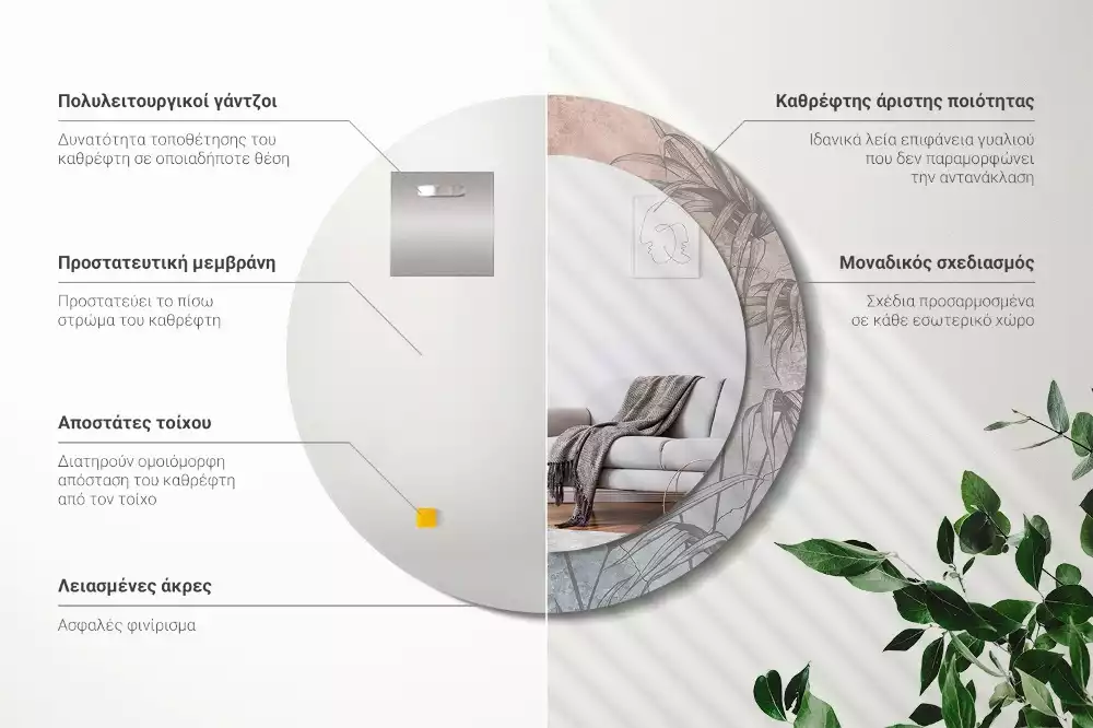 Kerek tükör fali dísz Trópusi virágok