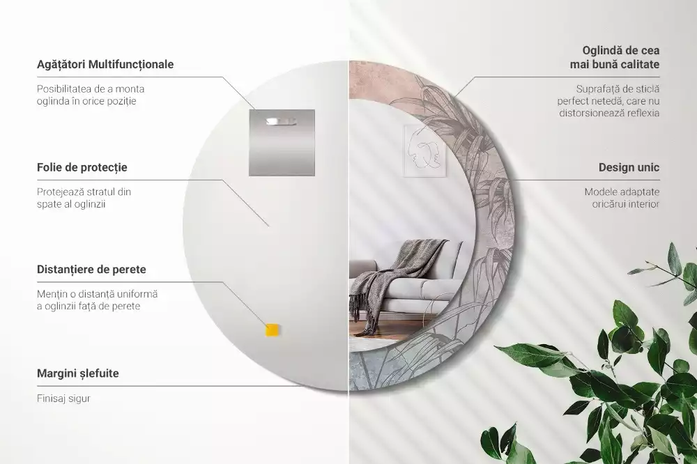 Kerek tükör fali dísz Trópusi virágok