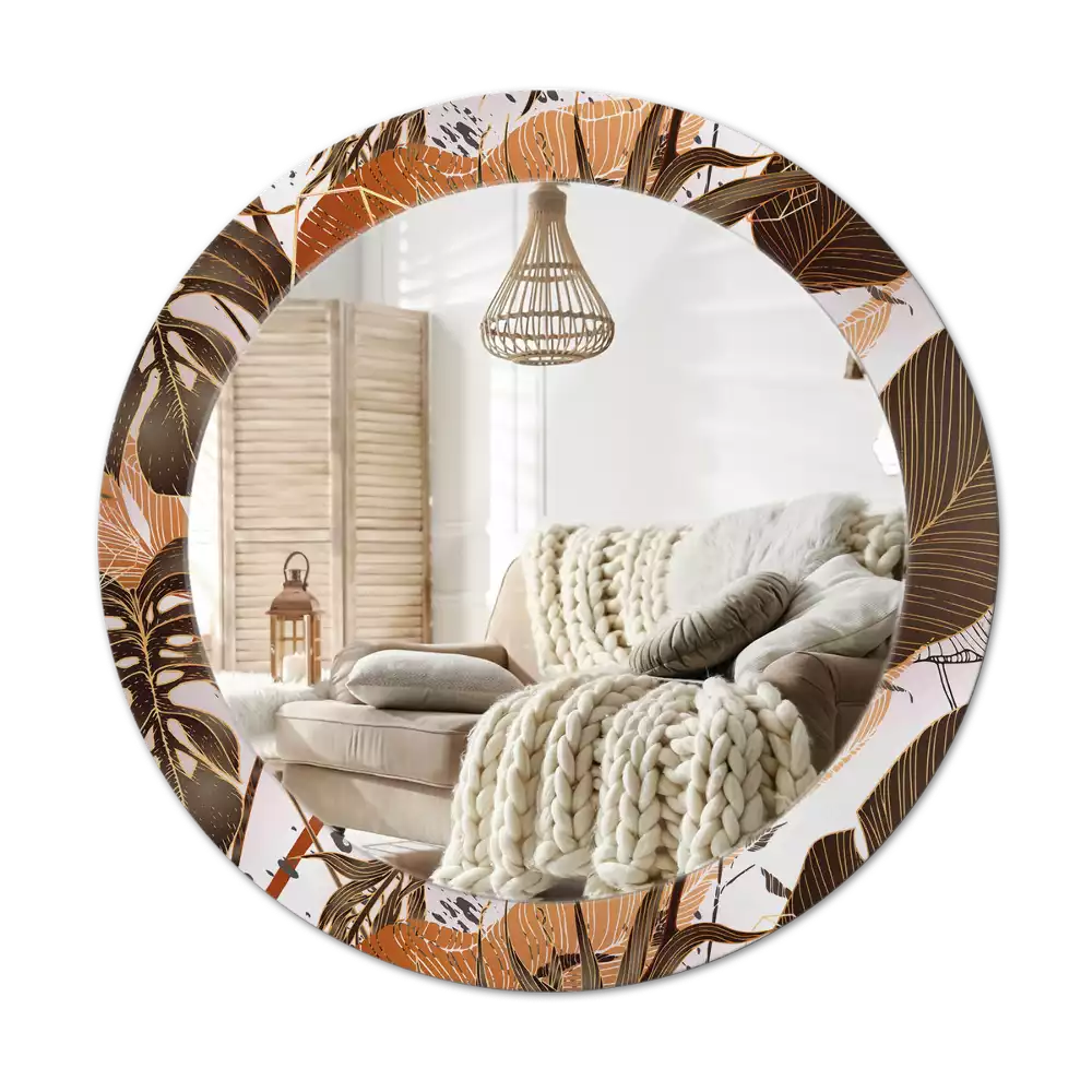 Kerek tükör fali dísz Pálma levelek