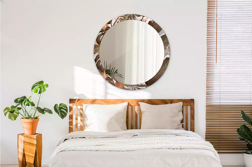 Kerek tükör fali dísz Pálma levelek