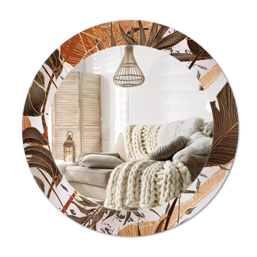 Kerek tükör fali dísz Pálma levelek