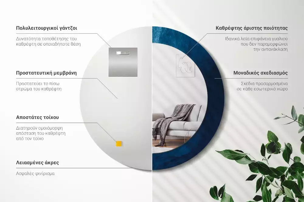 Kerek tükör fali dísz Absztrakt művészet