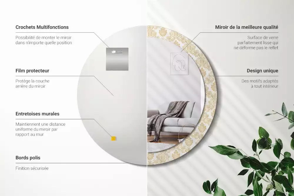 Kerek tükör fali dísz Barokk minta