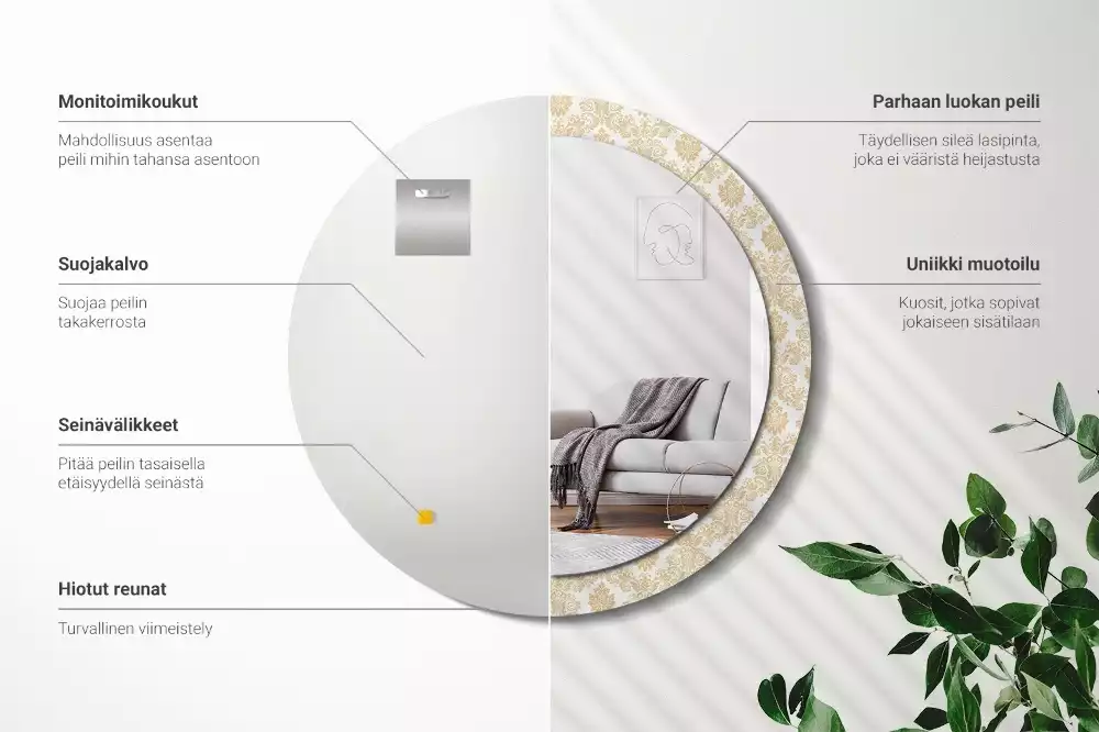 Kerek tükör fali dísz Barokk minta