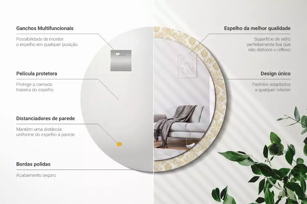 Kerek tükör fali dísz Barokk minta