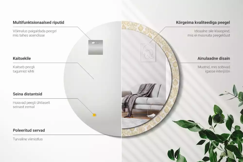 Kerek tükör fali dísz Barokk minta