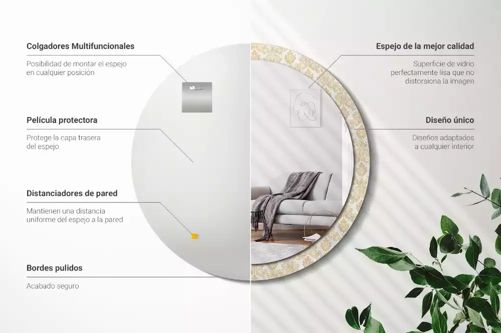 Kerek tükör fali dísz Barokk minta