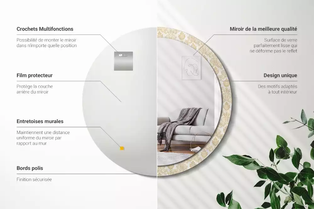 Kerek tükör fali dísz Barokk minta