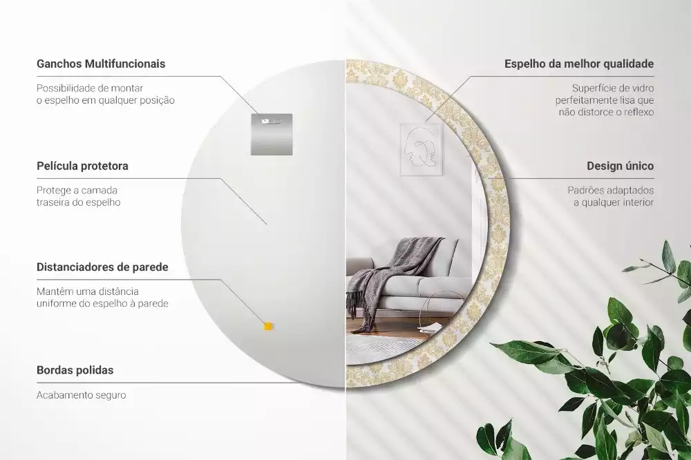 Kerek tükör fali dísz Barokk minta