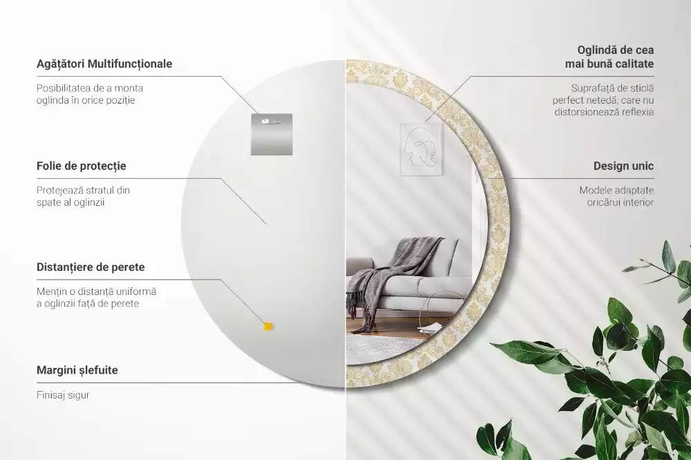 Kerek tükör fali dísz Barokk minta