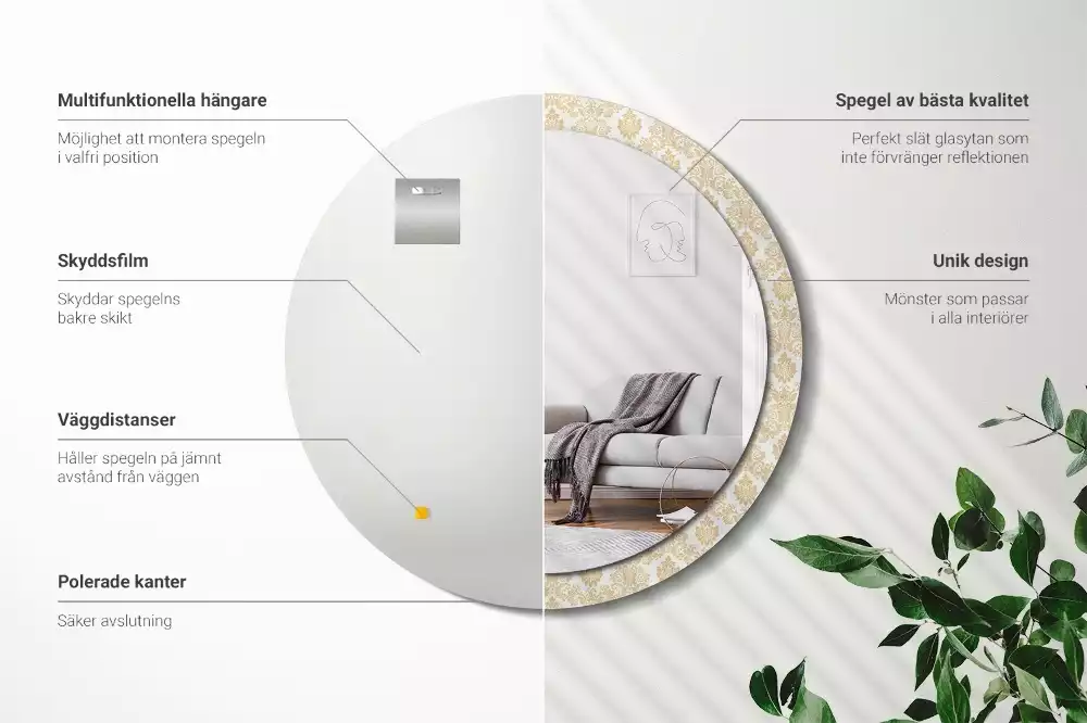 Kerek tükör fali dísz Barokk minta