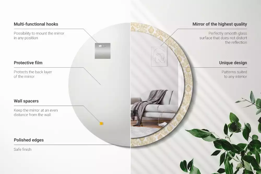 Kerek tükör fali dísz Barokk minta