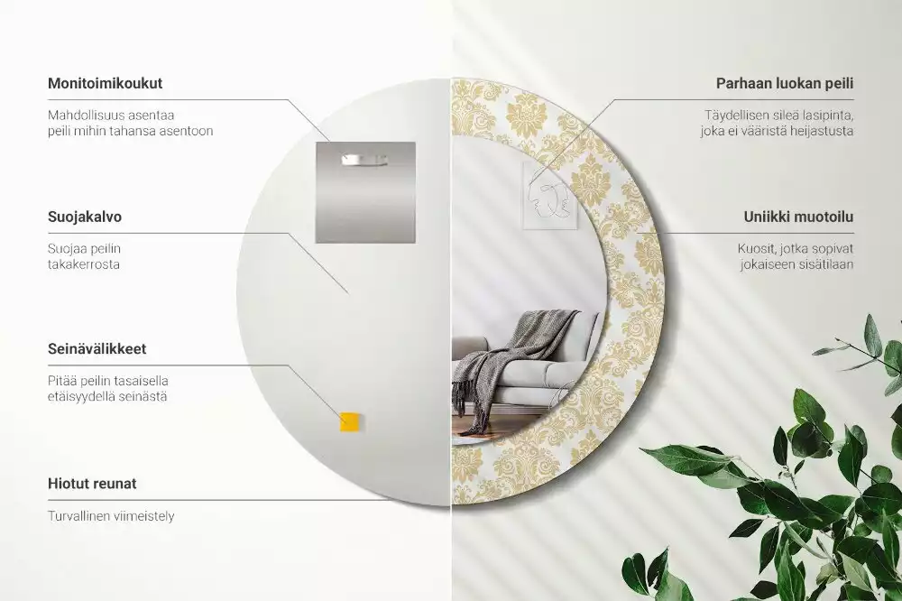 Kerek tükör fali dísz Barokk minta