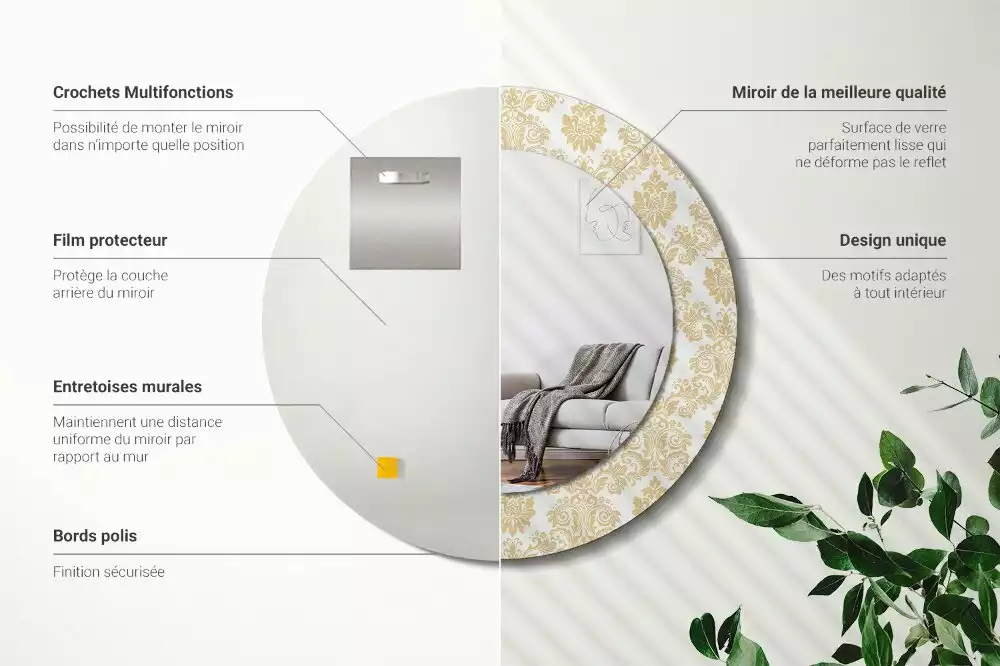 Kerek tükör fali dísz Barokk minta