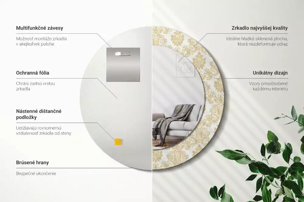 Kerek tükör fali dísz Barokk minta