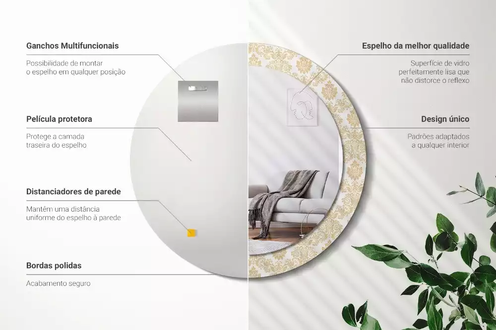 Kerek tükör fali dísz Barokk minta