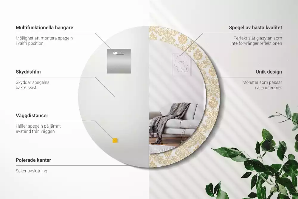 Kerek tükör fali dísz Barokk minta