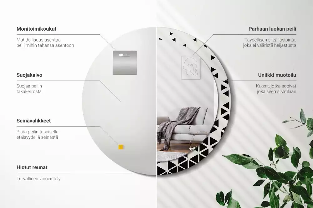 Kerek tükör fali dísz Geometriai absztrakció