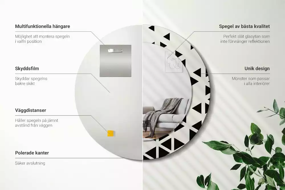 Kerek tükör fali dísz Geometriai absztrakció