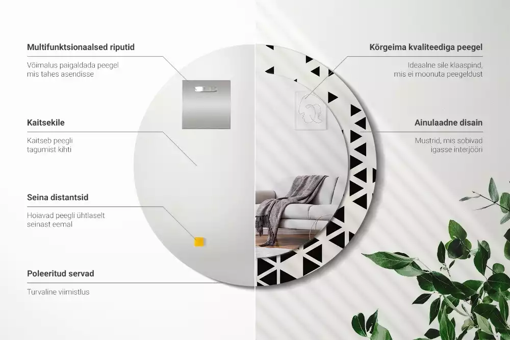 Kerek tükör fali dísz Geometriai absztrakció