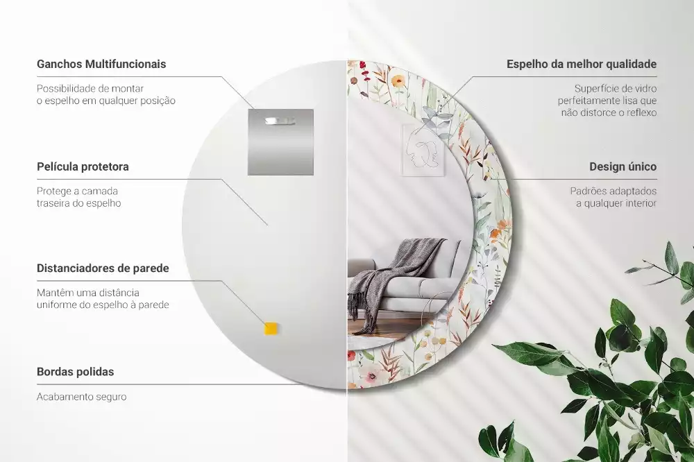 Kerek tükör fali dísz Vadvirágok