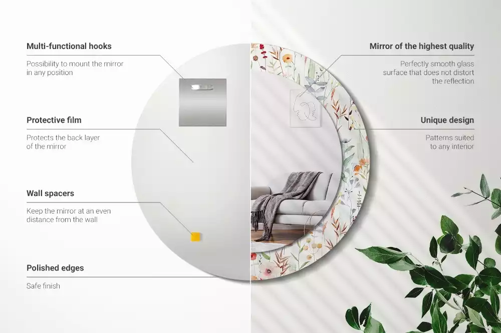 Kerek tükör fali dísz Vadvirágok