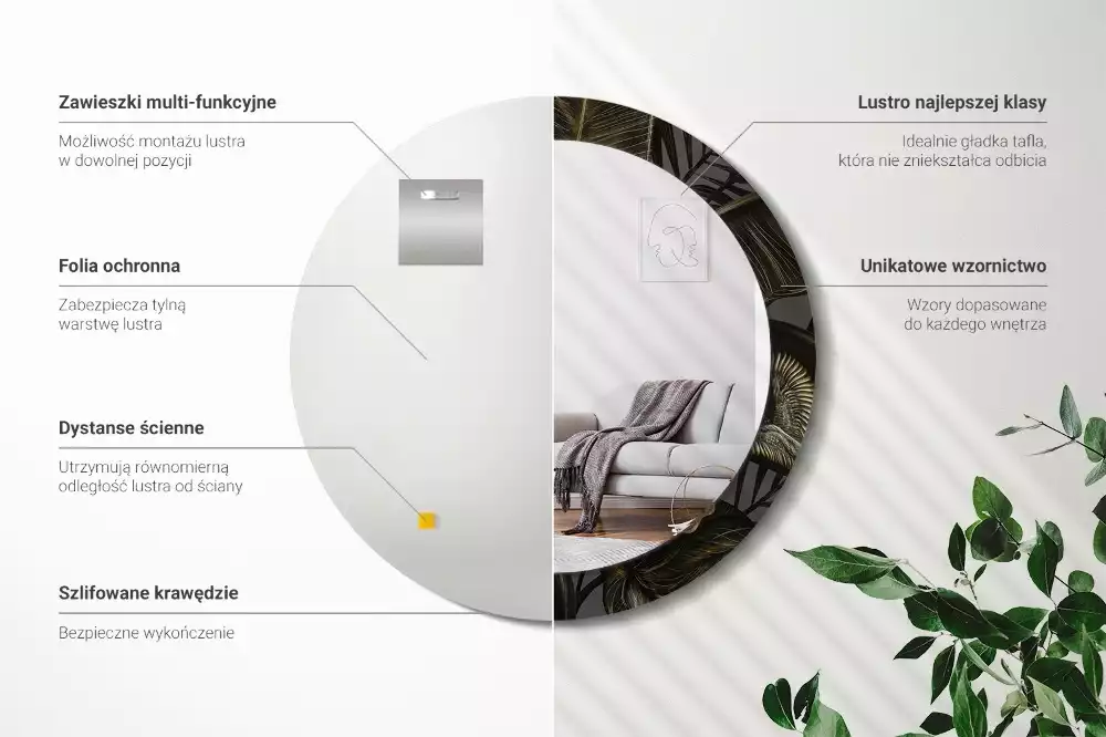 Kerek tükör fali dísz Hibiszkusz virágok