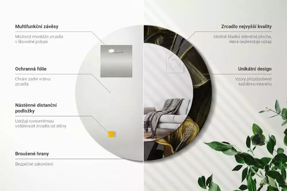 Kerek tükör fali dísz Hibiszkusz virágok