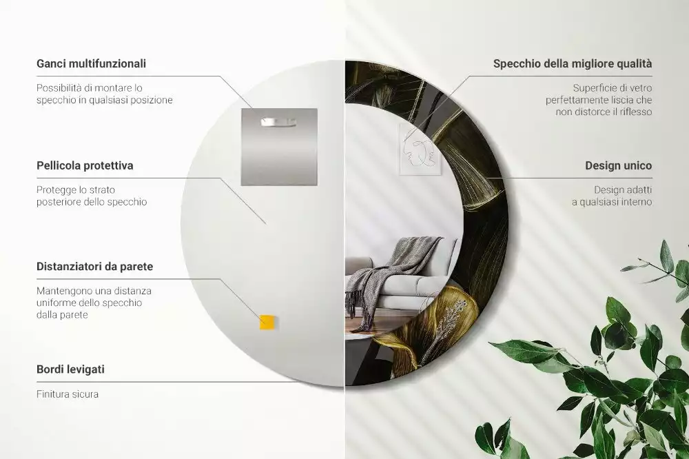 Kerek tükör fali dísz Hibiszkusz virágok